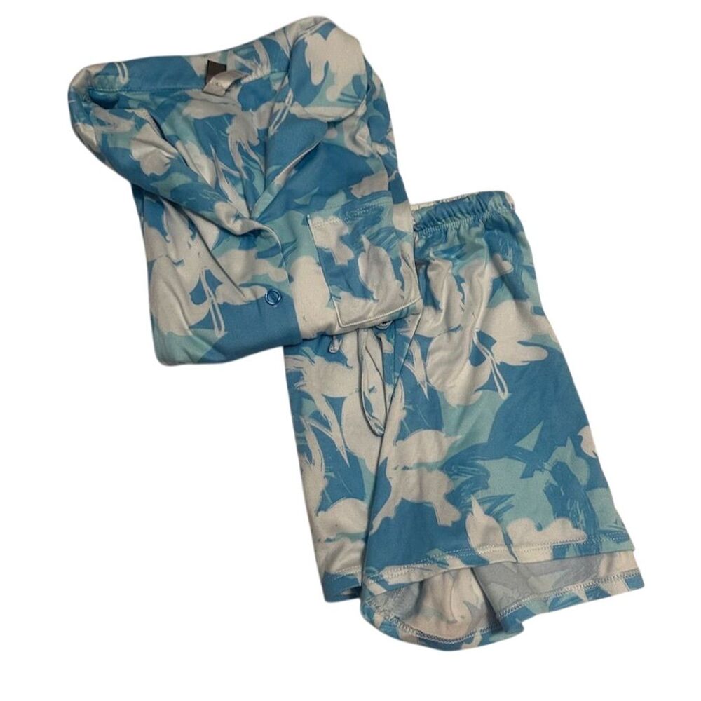 PJ Couture Women's M Blue Floral Pajama Set
